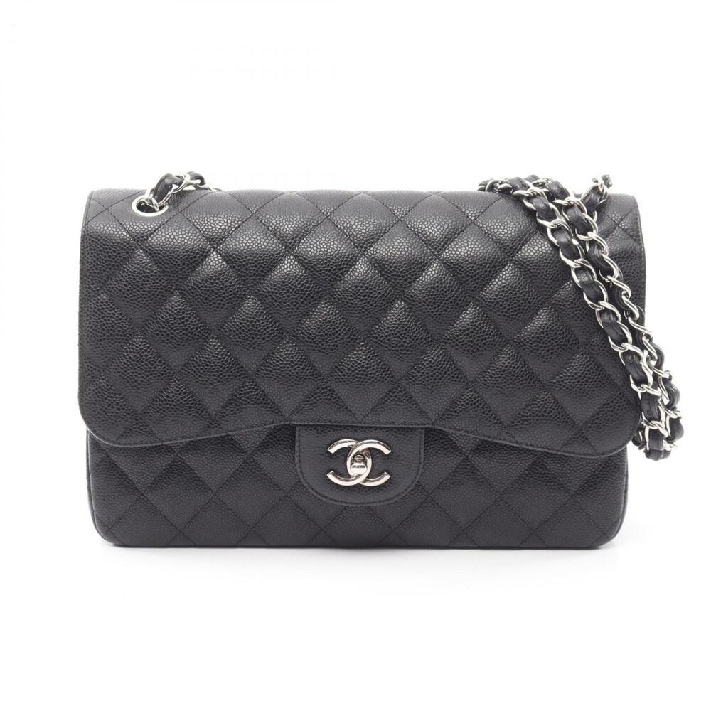 Chanel 30 Classic Large Double Flap Shoulder Bag/Handbag, Caviar Leather (Gra...